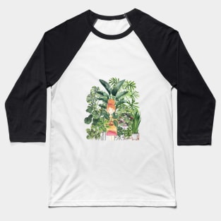 Plants Lady Illustration Baseball T-Shirt